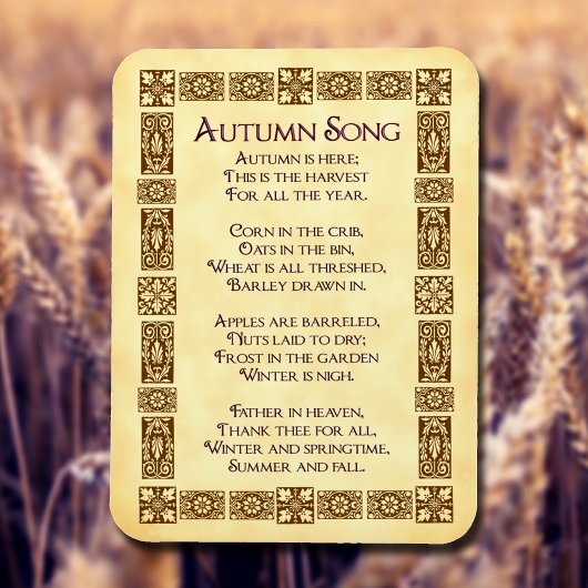 Herbst Song Vintag Art Erntedank Gedicht Magnet