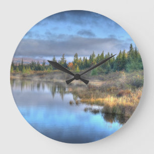 Herbst Sonnenaufgang am Moosehead Lake Maine Große Wanduhr