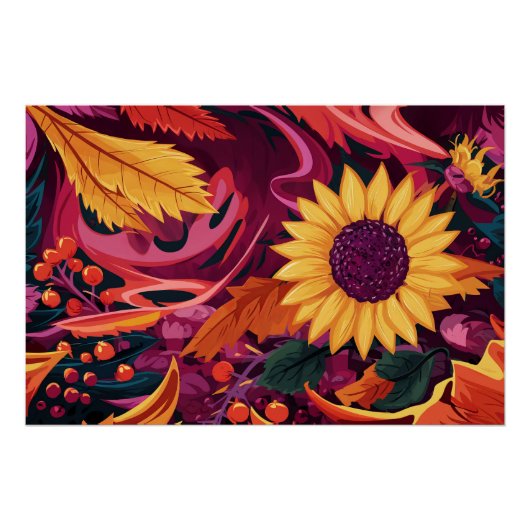 Herbst Sonnenblume Abstrakt, Herbst Festival! Poster (Vorderseite)