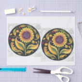 Herbst Sonnenblume Vignette, Folkloremedaillon Seidenpapier (Handwerk)