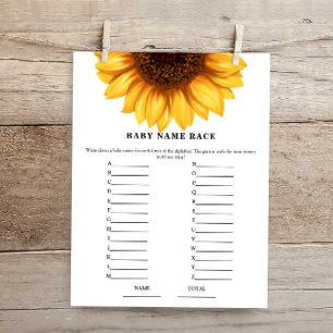 Herbst-Sonnenblumen-Babynamen-Rennen Baby Shower S