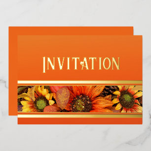 Herbst-Sonnenblumen-Blumen-Folie-Einladung Folieneinladung