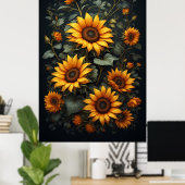 Herbst-Sonnenblumen-Blumenarrangement Poster (Heimbüro)