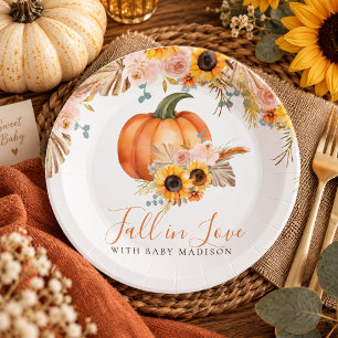 Herbst-Sonnenblumen-Kürbis-Baby-Party Pappteller