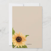 Herbst Sonnenblumen Probe Abendessen Einladung (Rückseite)