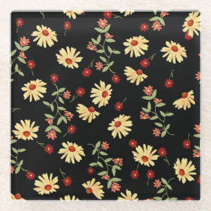 Herbst Sonnenblumen: Rot-Orange Harmonie. Glasuntersetzer