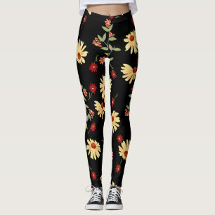 Herbst Sonnenblumen: Rot-Orange Harmonie. Leggings