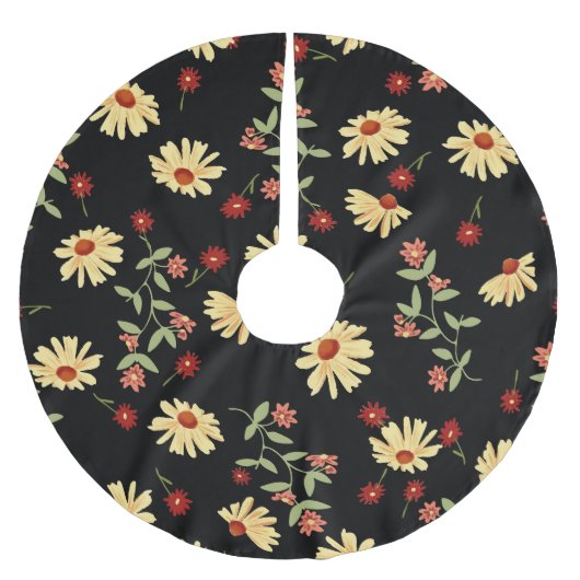 Herbst Sonnenblumen: Rot-Orange Harmonie. Polyester Weihnachtsbaumdecke (Vorderseite)