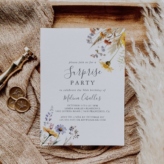 Herbst Sonnenschein Elegante Wildblume Party Einladung