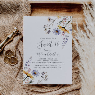 Herbst Sonnenschein Wildblume Süße 16 Geburtstagsp Einladung