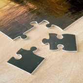 Herbst Sonnenuntergang auf dem Fluss. Puzzle (Seite)