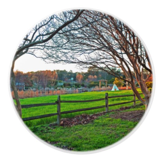 Herbst Sonnenuntergang von Shirley Taylor Keramikknauf (Vorderseite)