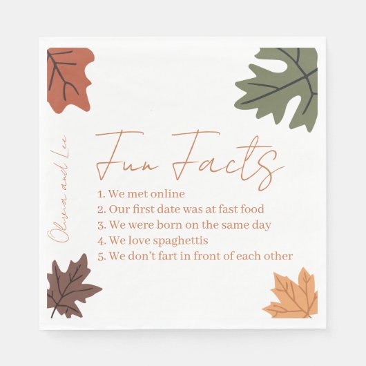 Herbst-Spaß-Fakten Name Hochzeit  Serviette (Vorderseite)