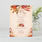 Herbst Splendor Wasserfarbe Blumenzwiebelhochzeit Einladung (Stehend Vorderseite)