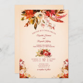 Herbst Splendor Wasserfarbe Blumenzwiebelhochzeit Einladung (Vorne/Hinten)