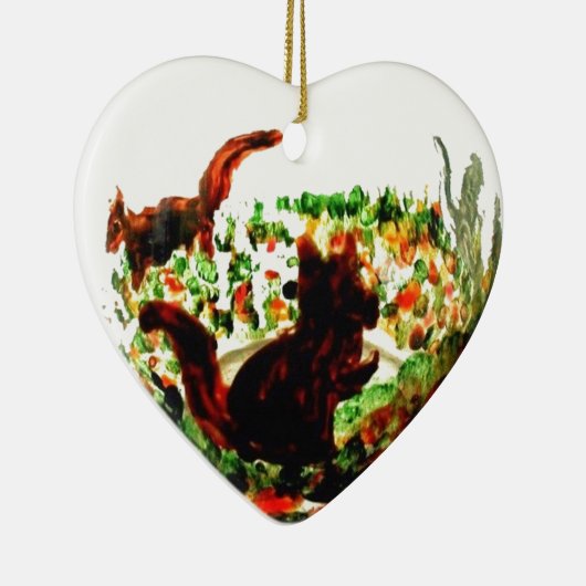 Herbst Squirrels Tierkunst Keramik Ornament (Rechts)