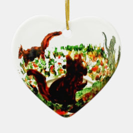 Herbst Squirrels Tierkunst Keramik Ornament