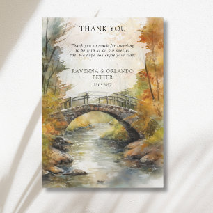 Herbst Steinbrücke Fluss Blätter fallen Danke Ankündigung