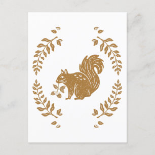 Herbst Stempel Stil Eichhörnchen Postkarte