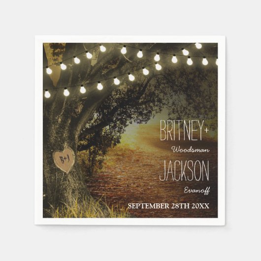 Herbst String Lights Oak Tree Wedding Napkins Serviette (Vorderseite)