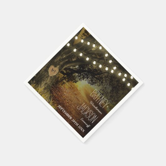 Herbst String Lights Oak Tree Wedding Napkins Serviette (Ecke)