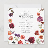 Herbst Summer Garden Burnt Orange Blume Hochzeit Einladung (Vorderseite)