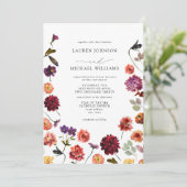 Herbst Summer Garden Burnt Orange Blume Hochzeit Einladung (Stehend Vorderseite)