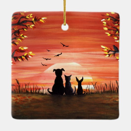 Herbst Sunset Keramikornament (Rückseite)