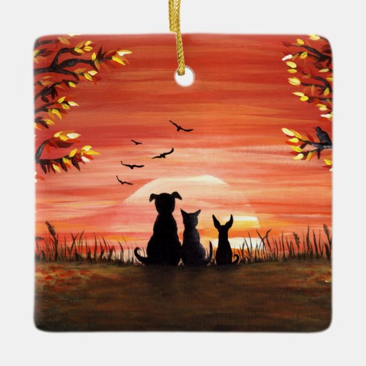 Herbst Sunset Keramikornament (Vorderseite)
