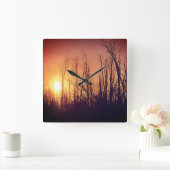Herbst Sunset Quadratische Wanduhr (Zuhause)