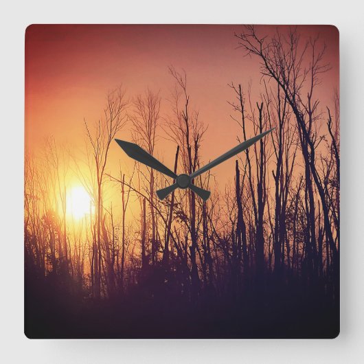 Herbst Sunset Quadratische Wanduhr (Vorderseite)