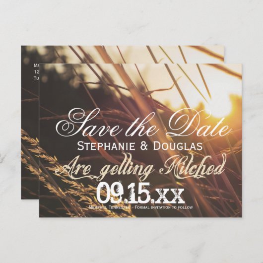 Herbst Sunset Save the Date Postkarten (Vorne/Hinten)