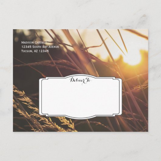 Herbst Sunset Save the Date Postkarten (Rückseite)