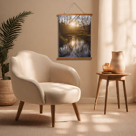 Herbst Sunset Wandteppich Mit Holzrahmen