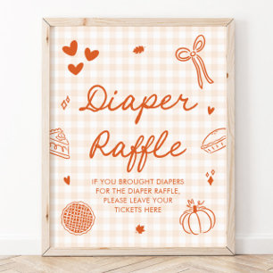 Herbst Süsse Pie Baby Dusche Windeln Raffle Game Poster