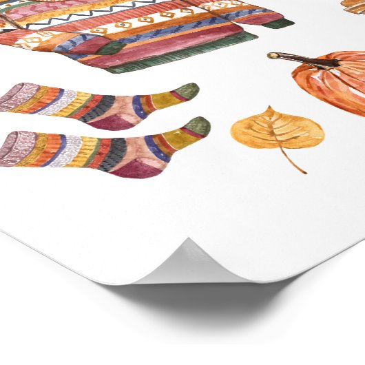 Herbst Sweater Wetter Wasserfarbe Herbst Poster (Ecke)