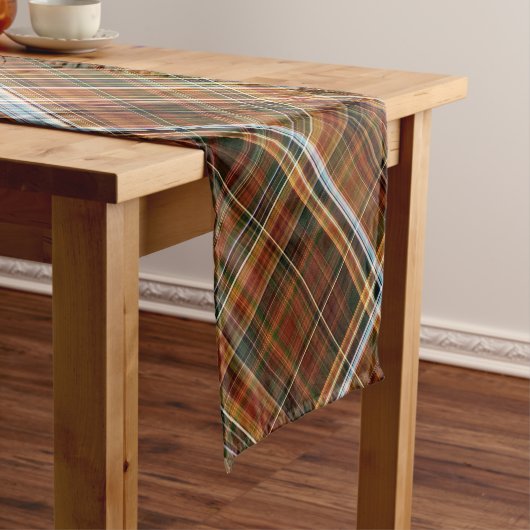 Herbst Sycamore Brown, Green und Blue Kariert Kurzer Tischläufer (Beispiel)