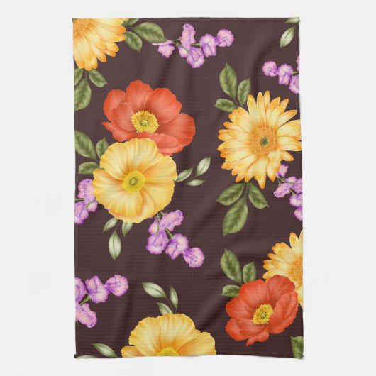 Herbst-Symphonie - Florales Design Geschirrtuch (Vertikal)