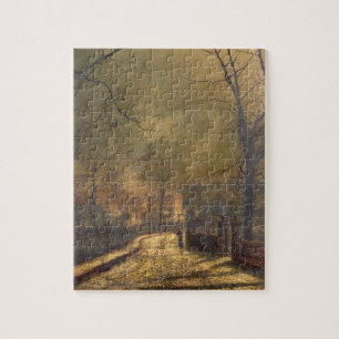 Herbst-Szene, Leeds, 1874 (Öl an Bord) Puzzle