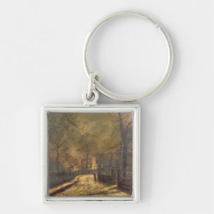 Herbst-Szene, Leeds, 1874 (Öl an Bord) Schlüsselanhänger
