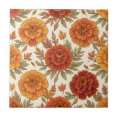 Herbst-Tagetes-Blumenmuster Fliese (Vorderseite)