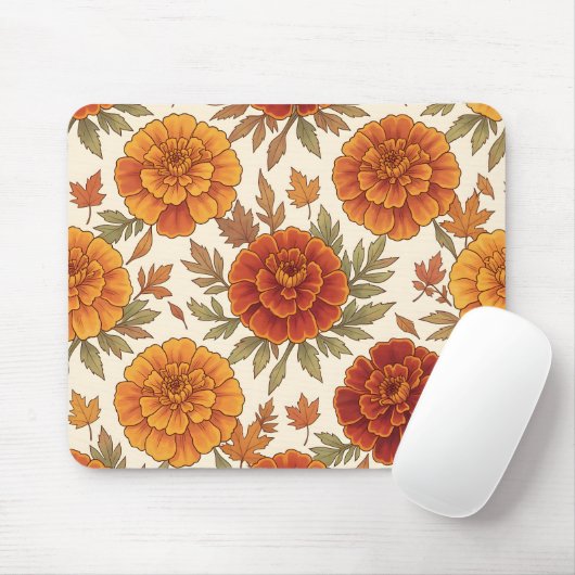 Herbst-Tagetes-Blumenmuster Mousepad (Mit Mouse)
