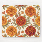 Herbst-Tagetes-Blumenmuster Mousepad (Vorne)