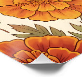 Herbst-Tagetes-Blumenmuster Poster (Ecke)