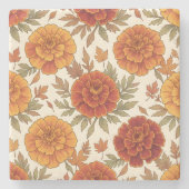 Herbst-Tagetes-Blumenmuster Steinuntersetzer (Vorderseite)