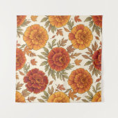 Herbst-Tagetes-Blumenmuster Wandteppich (Vorderseite (Horizontal))