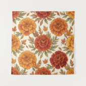 Herbst-Tagetes-Blumenmuster Wandteppich (Vorderseite)