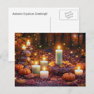 Herbst-Tagundnachtgleiche Mabon Kerzen Waldland Feiertagspostkarte