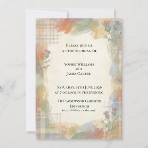 Herbst-Tartan-Distel-Hochzeitseinladung Einladung