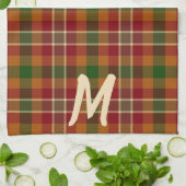 Herbst-Tartan-Karo-Monogramm Geschirrtuch (Gefaltet)